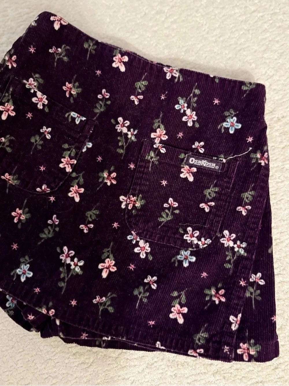 Vintage OshKosh Toddler Floral Corduroy Skort | Shorts Skirt | 90s Kidswear, 2T